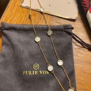 Julie Vos Laguna stone station Gold Necklace with White Accents